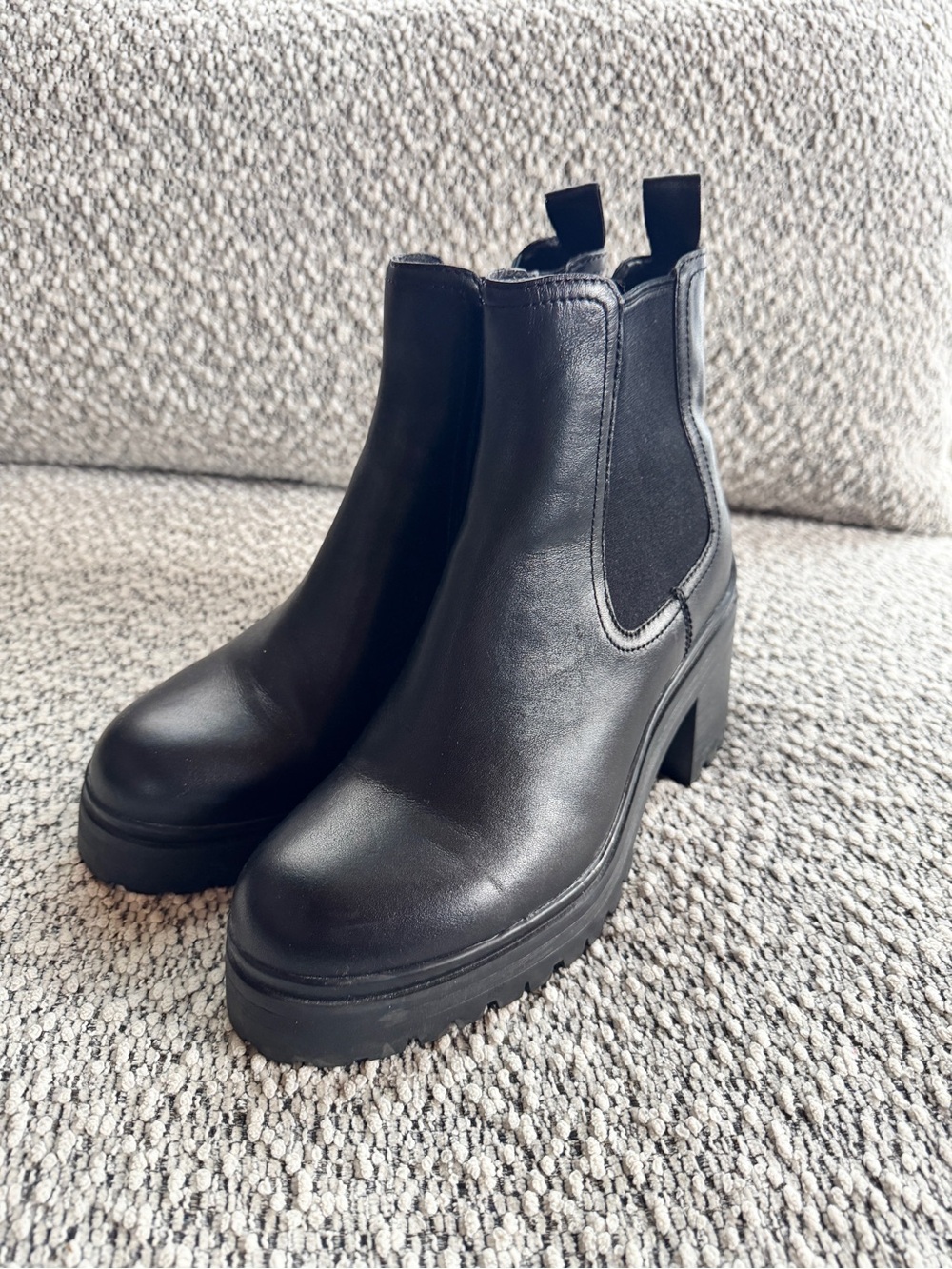 Jeffrey Campbell Black Chunky Platform Chelsea Boots
